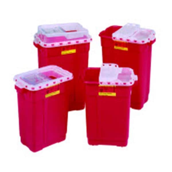 Sharps Container 9gal Red/Clear 11-3/4x17-3/4x18-1/2" Ld Plstc Ea, 8 EA/CA
