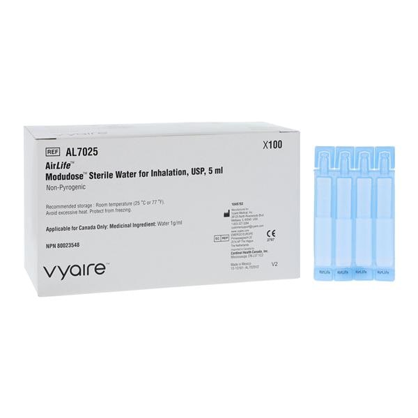 Water Inhalation Solution Vial 5mL 100/Package, 10 BX/CA