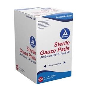 100% Cotton Gauze Pad 2x2" 12 Ply Sterile Not Made With Natural Rubber Latex