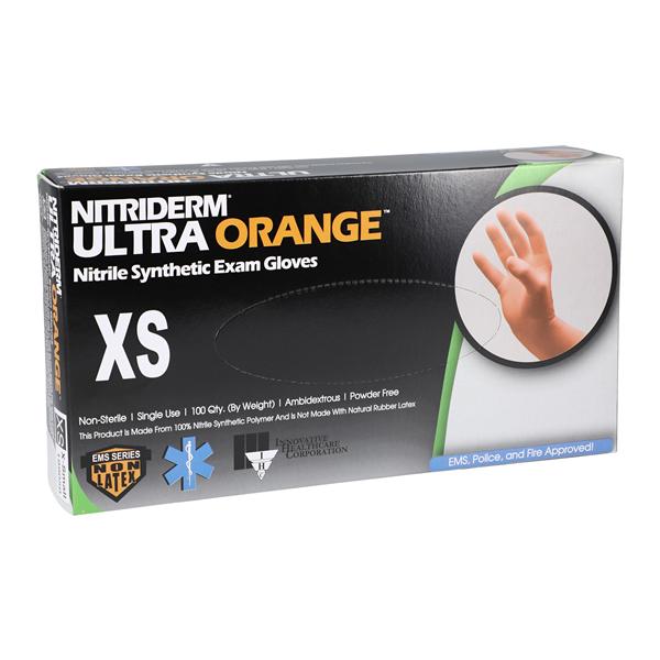 NitriDerm Ultra Orange Nitrile Exam Gloves X-Small Orange Non-Sterile 10Bx/Ca
