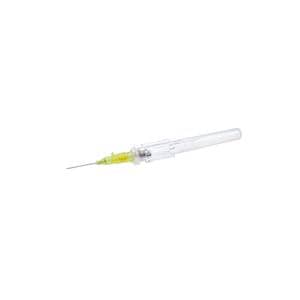 TrueSafe Blood Control IV Catheter Push Button 24 Gauge 0.75" Yellow 50/Bx, 4 BX/CA