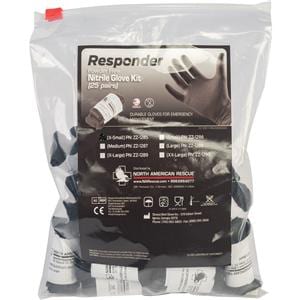Nitrile First Responder Gloves Medium Black Non-Sterile 25/Pk