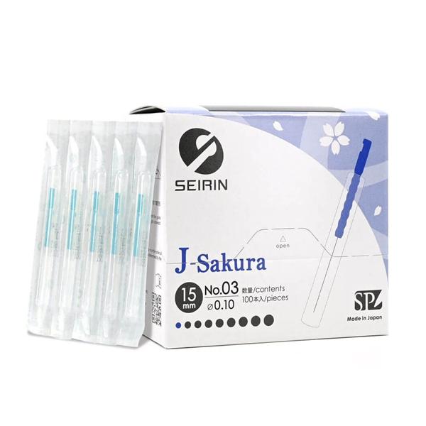 Seirin J-15 Dry Acupuncture Needle 0.12x15mm Guide Tube 100/Bx