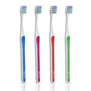 GUM Bright Care Manual Toothbrush Adult Soft Subcompact 4 Assorted Colors 12/Pk