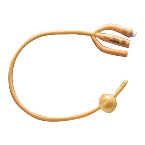 Gold 3-Way Foley Catheter Straight Tip Silicone 25Fr 30cc