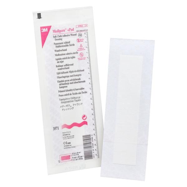 Soft Cloth Dressing Dressing 3-1/2x10" Sterile Adhesive White Absorbent LF, 4 BX/CA