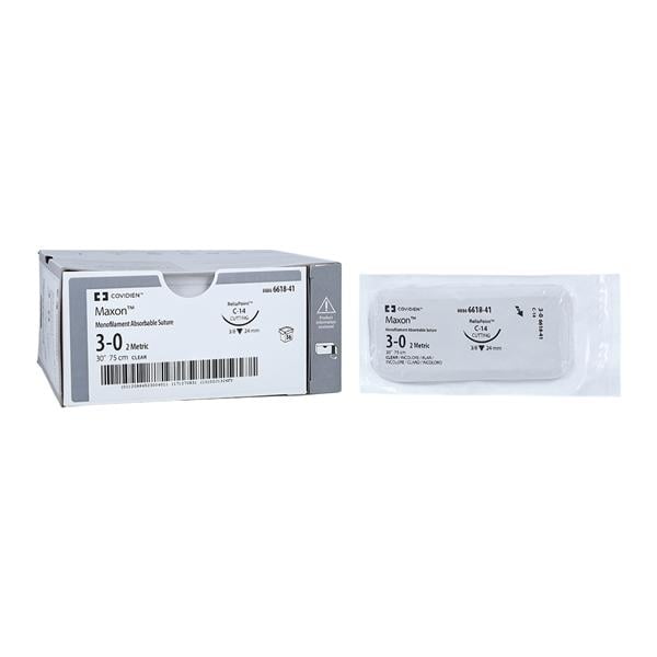 Maxon Suture 3-0 30" Polyglyconate Copolymer Monofilament C-14 Clear 36/Ca