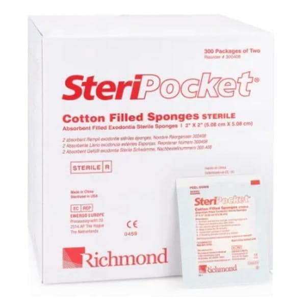 Steripocket Cotton Filled Gauze Sponge 2x2" 4 Ply Sterile