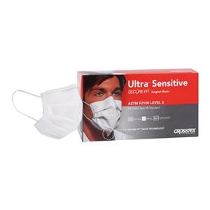 Ultra Sensitive Secure Fit Procedure Mask ASTM Level 3 White Adult 50/Bx