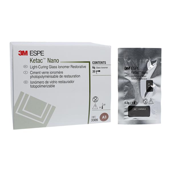 3M Ketac Nano Light Curing Glass Ionomer Composite Qck Mix Cpsl A3 Rfl 20/Pk, 1 PK/CA