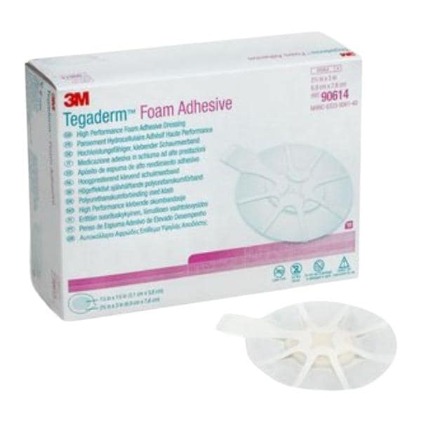 Tegaderm Foam Gauze Dressing 2-3/4x3" 4 Ply Mini Oval Adhesive Absorbent LF, 4 BX/CA