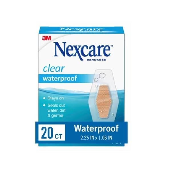 3M Nexcare Waterproof Bandage Plastic 1.06x2.25" Clear Sterile 20/Bx, 24 BX/CA
