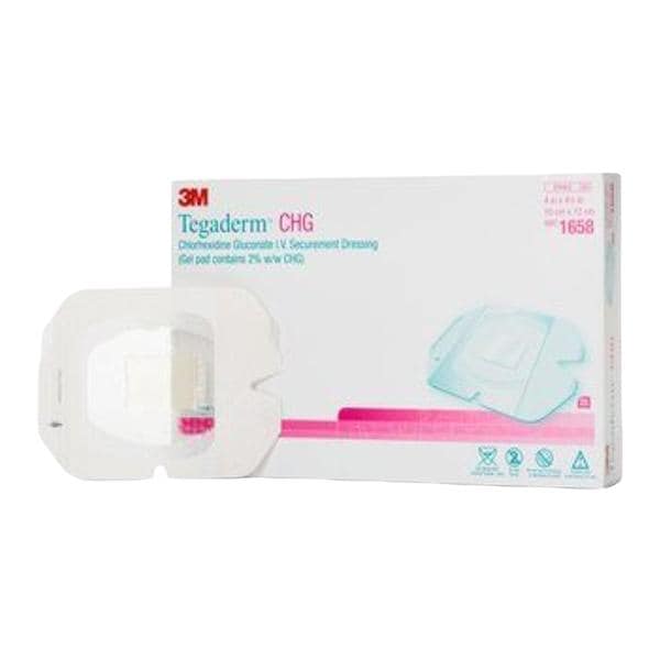 Tegaderm Chlorhexidine Gluconate IV Dressing 4x4-3/4" Sterile Adhesive White LF, 4 BX/CA