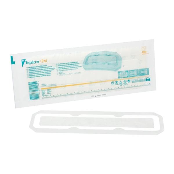 Tegaderm +Pad Film Island Dressing 3-1/2x13-3/4" Adhesive Free NAdh Trans LF, 4 BX/CA