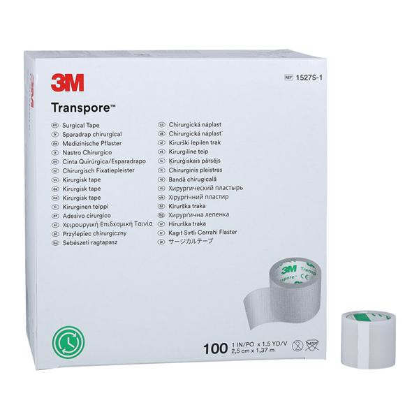 Transpore Surgical Tape Plastic/Polyethylene 1"x1.5yd Clear Non-Sterile 100/Bx, 5 BX/CA