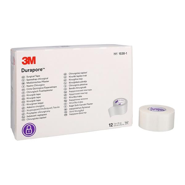 Durapore Surgical Tape Silk 1"x10yd White Non-Sterile 12/Bx, 10 BX/CA