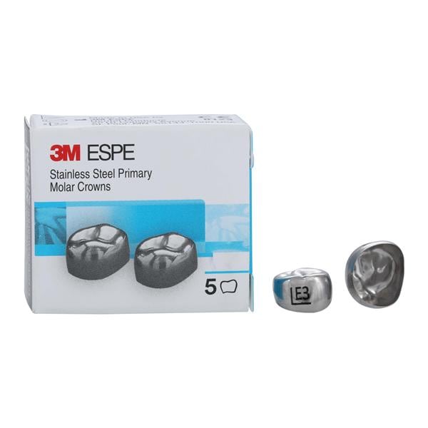 3M™ Stainless Steel Crowns Size EUL3 2nd Prim ULM Replacement 5/Bx