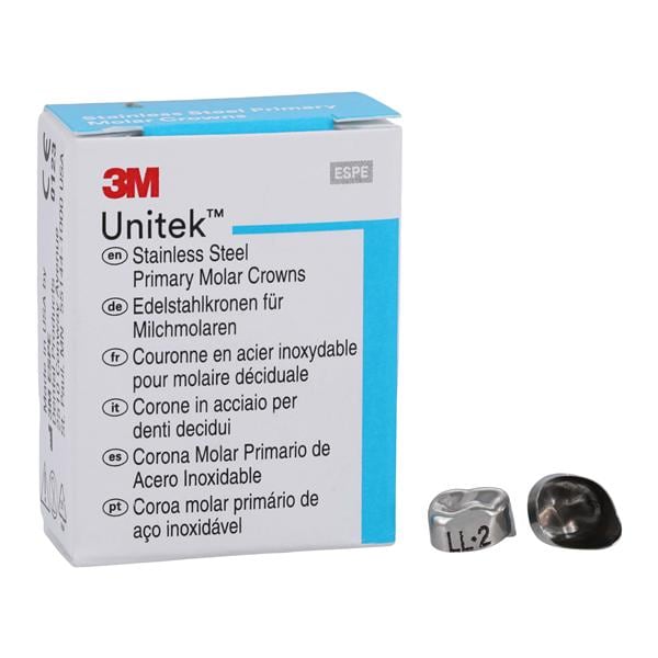 3M™ Unitek™ Stainless Steel Crowns Size 2 1st Pri LLM Replacement Crowns 5/Bx
