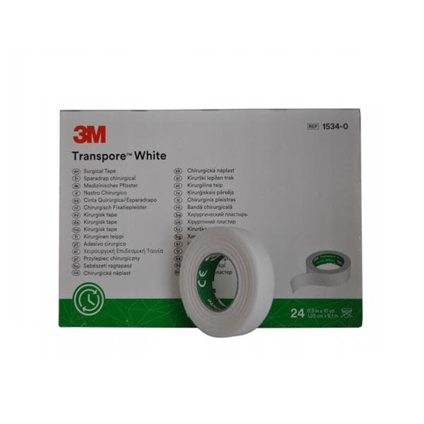 Transpore Surgical Tape Plastic .5"x10yd White Non-Sterile 240/Ca