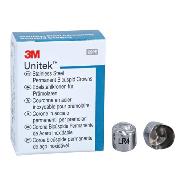 3M™ Unitek™ Stainless Steel Crowns Size 4 2nd Perm LRB Replacement Crowns 5/Bx