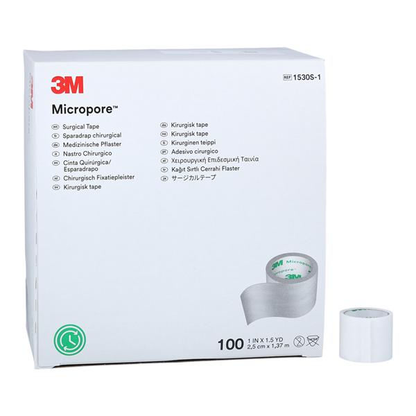 Micropore Surgical Tape Paper 1"x1.5yd White Non-Sterile 100/Bx, 5 BX/CA