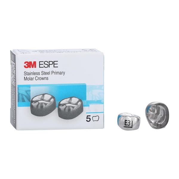 3M™ Stainless Steel Crowns Size EUR3 2nd Prim URM Replacement 5/Bx