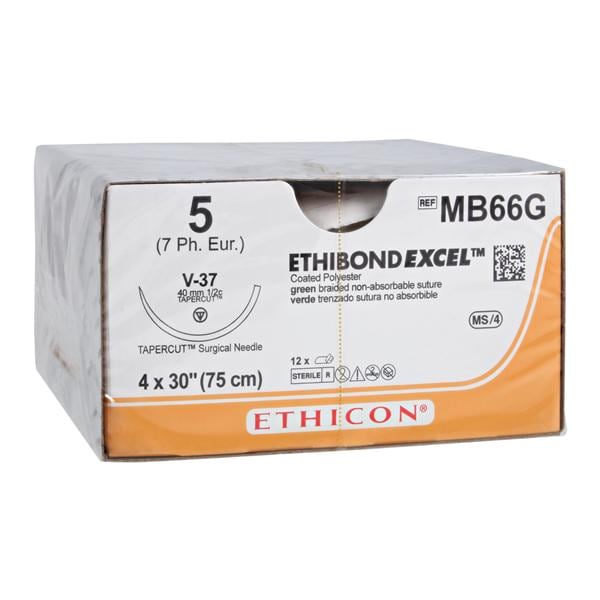 Ethibond Excel Suture 5 4x30" Polyester Braid V-37 Green 12/Bx