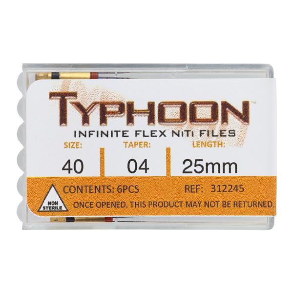Typhoon Infinite Rotary File 25 mm Size 40 Nickel Titanium Black 0.04 6/Pk