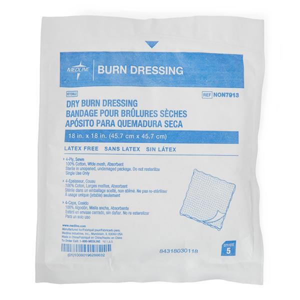 Cotton Burn Dressing 18x18" 4 Ply Sterile Absorbent 40/Ca
