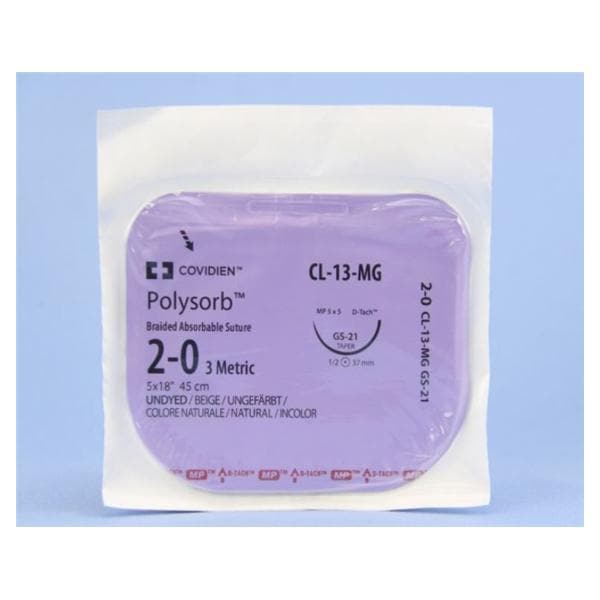 Polysorb Suture 2-0 18" Polyester Braid GS-21 Undyed 12/Ca
