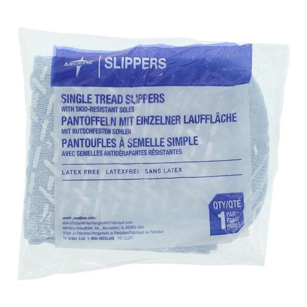 Patient Slippers Terrycloth Blue One Size Disposable 48/Ca