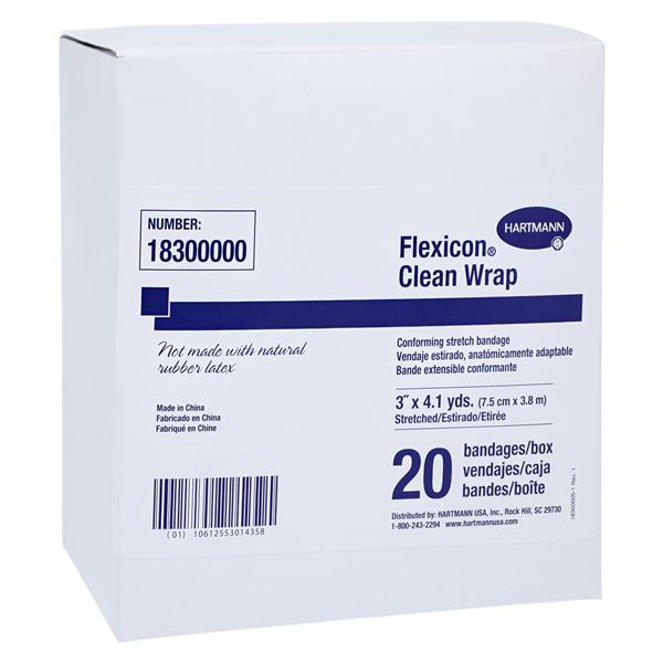 Flexicon Clean Wrap Gauze Bandage Polyester/Elastic 3"x4.1yd Non-Sterile 20/Bx