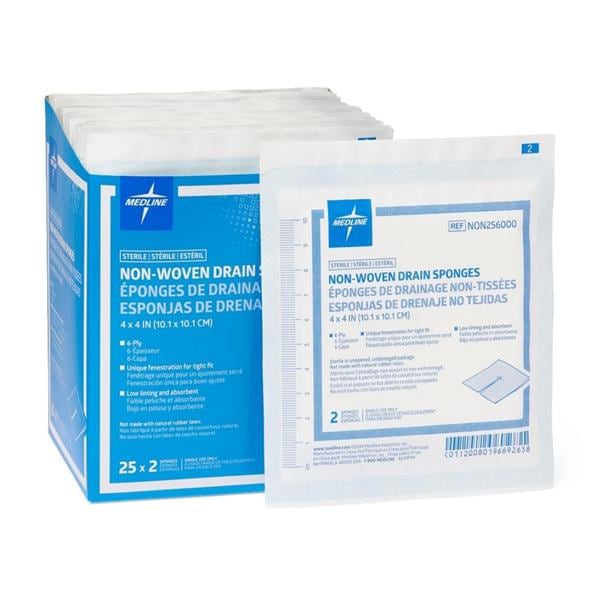 Avant Rayon/Polyester Blend Drain Sponge 4x4" 6 Ply Sterile Gauze LF, 12 BX/CA