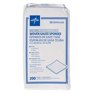 100% Cotton Woven Gauze Sponge 4x4" 8 Ply Non-Sterile LF