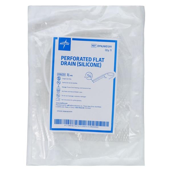 Silicone Wound Drain Hubless Flat Tip Full Perforated, 10 EA/CA