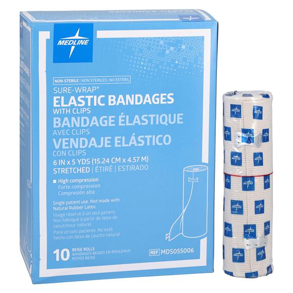 Sure-Wrap Compression Bandage Elastic 6"x5yd Beige Non-Sterile 10/Bx, 5 BX/CA