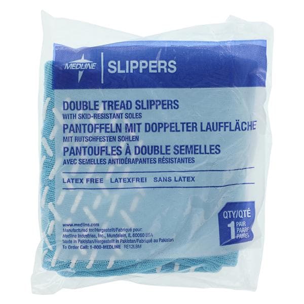 Patient Slippers Terrycloth Blue Large Disposable 48/Ca
