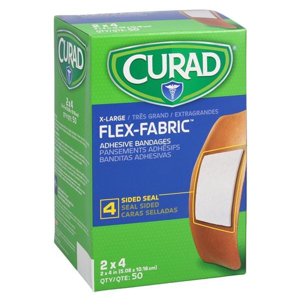 Curad Adhesive Bandage Woven Fabric 4x2" Natural Sterile 50/Bx, 12 BX/CA