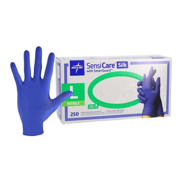 SensiCare Silk Nitrile Exam Gloves Large Dark Blue Non-Sterile 250/Bx