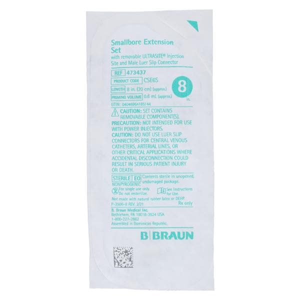 IV Extension Set Needleless 8" Spin-Lock Male Luer Slip Connector 100/Ca