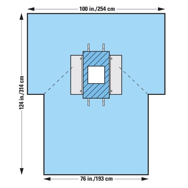 1x76x124" Sterile Laparoscopy Drape 12x13" Fenestrated