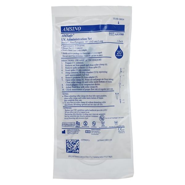 IV Administration Set 40" 20 Drops/mL Priming Volume 10mL 50/Ca