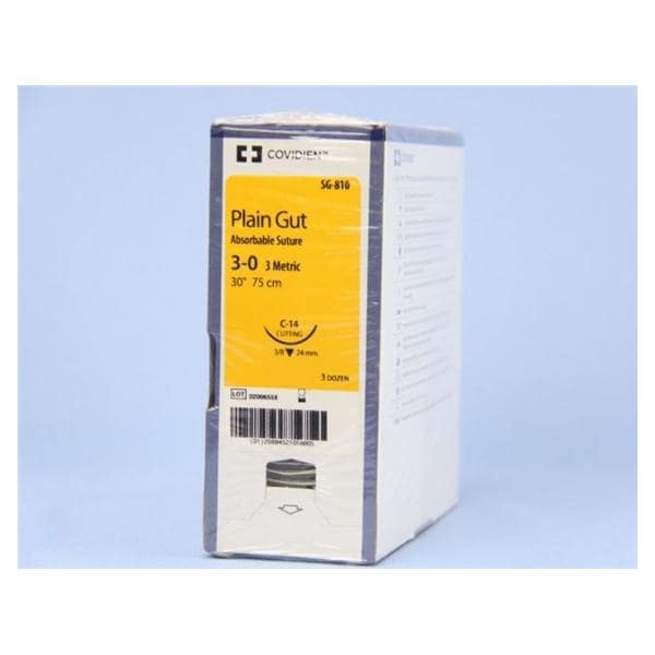 Surgigut Suture 3-0 30" Plain Gut Monofilament C-14 Undyed 36/Ca
