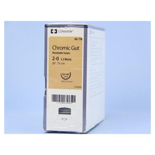 Surgigut Suture 2-0 30" Chromic Gut Monofilament GU-46 Undyed 36/Pk