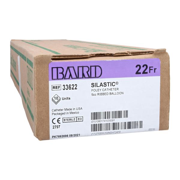 Catheter Foley Silastic 22Fr 5cc Short Round Tip Silicone Coated 2-Way 10/CA