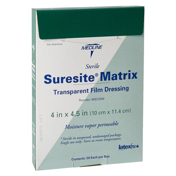 Suresite Matrix Film Dressing 4x4-1/2" Sterile Matrix Adhesive Transparent LF