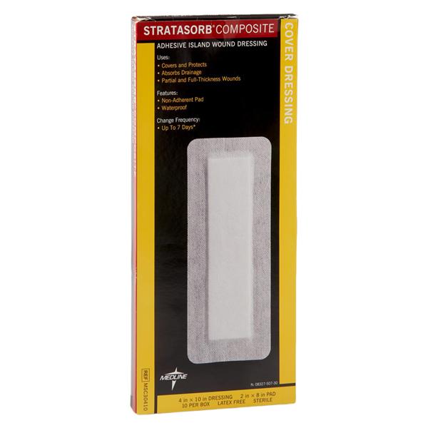 Stratasorb Composite Island Dressing 4x10" 4 Layer Non-Adherent Adhesive Abs LF