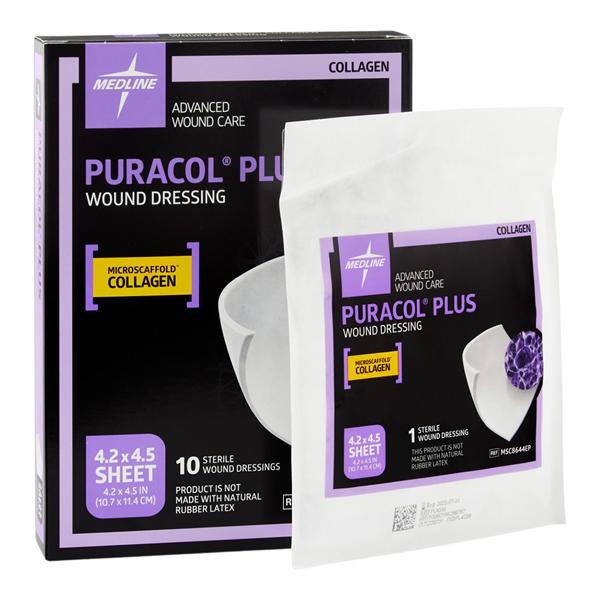 Puracol Plus Collagen Dressing 4.25x4.25" Sterile Highly Absorbent LF