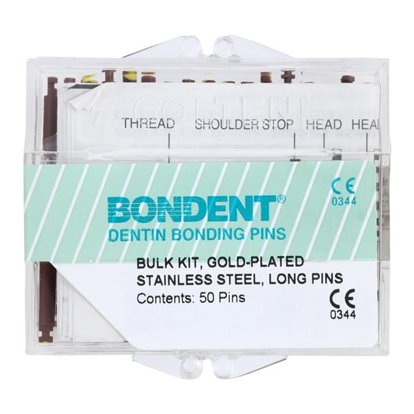 Bondent Pins Titanium Alloy/Gold-Plated Stainless Steel Bulk Kit 50/Bx - Bondent Pins Titanium Alloy/Gold-Plated Stainless Steel Bulk Kit 50/Bx - Image 1