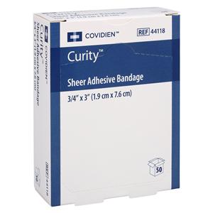 Curity Adhesive Bandage Plastic 3/4x3" Sheer Sterile 50/Bx